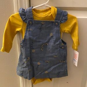 Just for you by Carter’s. BabyGirl dress with long sleeve shirt. Size 3 months.